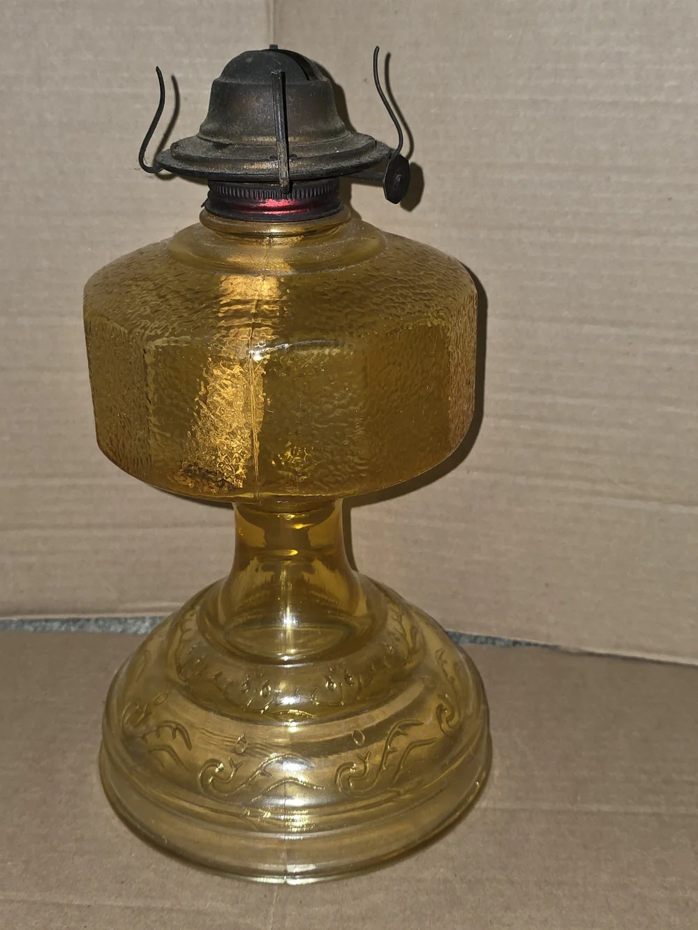 Amber Glass Lantern Lamp — Decorative Home Accent in Yellow